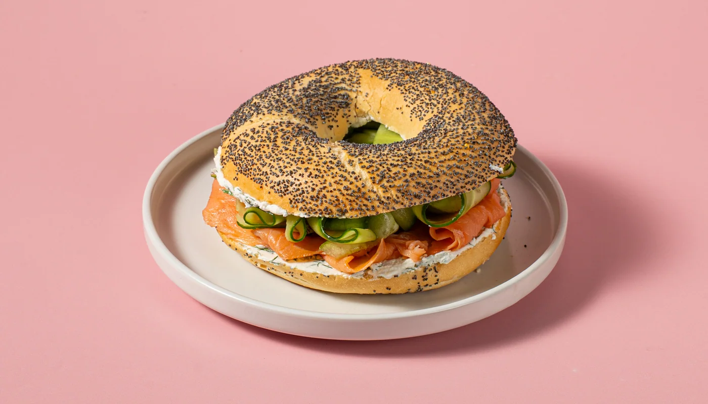 Bagel poppy seed bagel salmon